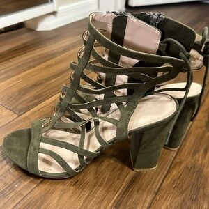 Olive Green Strappy Heeled Sandals